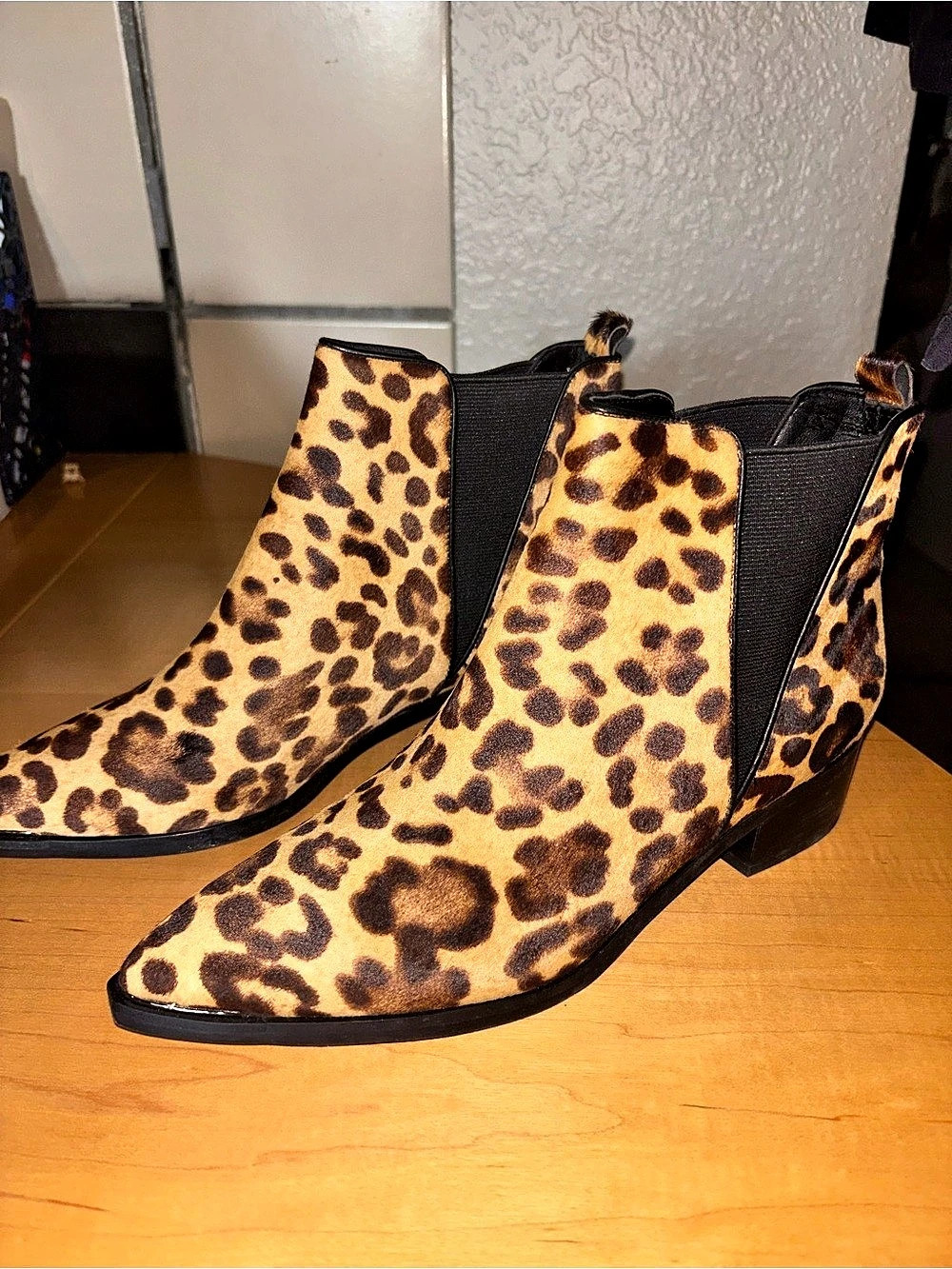 Steve Madden Weslee Leopard Print Pointed-Toe Booties US 8.5
